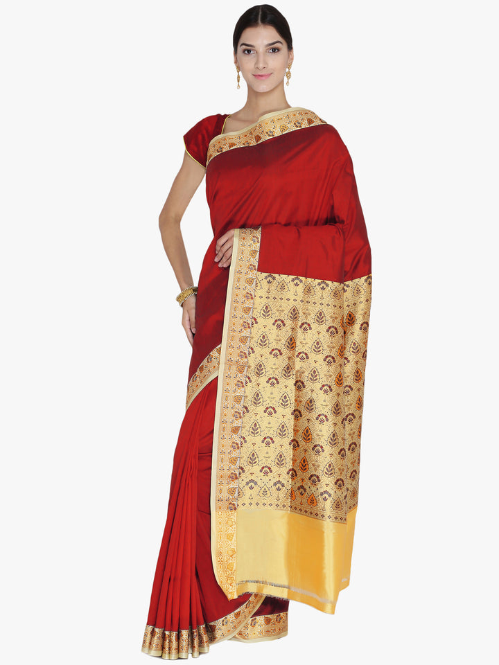 Chhabra 555 Banarasi Silk with Zari Meenakari Woven Jamdani Style Border and Pallu