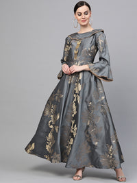 Chhabra 555 Made to Measure Anarkali Kurta Dress with Zari Weaving, Cape style Neckline and bell sleeves
