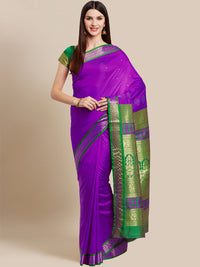 Purple & Green Banarasi Art Silk  Saree