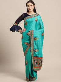 Textured Silk Saree with Resham Zari Embroidery and Rich Border Pallu