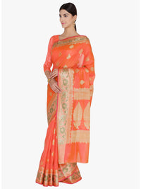 Orange Woven Design Banarasi Silk Saree