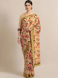 French Crepe SIlk printed Saree with Ethnic Paisley multicolor Digital design