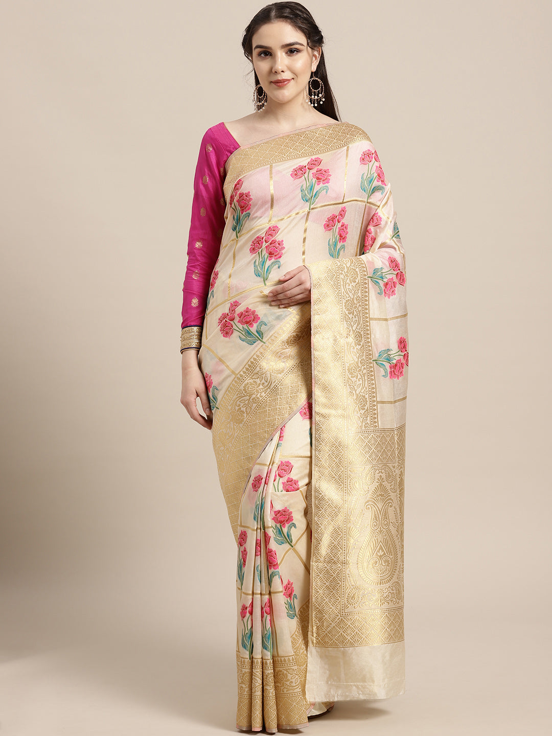 Chhabra 555 Mysore silk saree with intricate zari weaving and shaded floral print