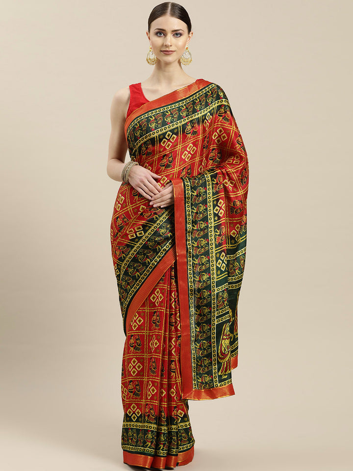 Bandhani Satin Crepe Saree