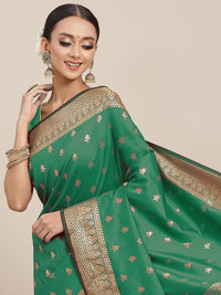 Chhabra 555 Zari Woven Mysore Silk Bridal Handloom Saree with Floral motifs