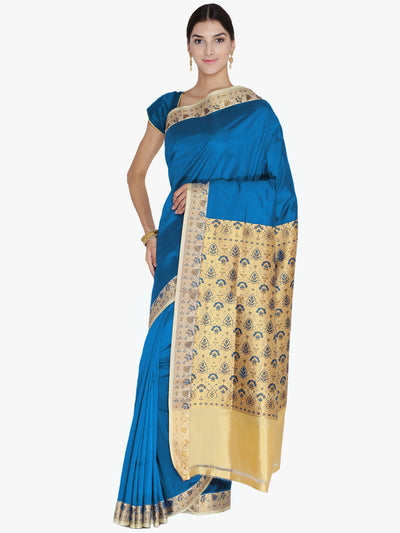 Chhabra 555 Blue & Beige Woven Design Banarasi Silk Party Wear Saree 