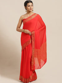 Banarasi Jamdani inspired Ethnic Saree with Floral Intricate border and Heavy Pallu