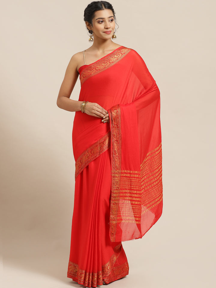 Banarasi Jamdani inspired Ethnic Saree with Floral Intricate border and Heavy Pallu