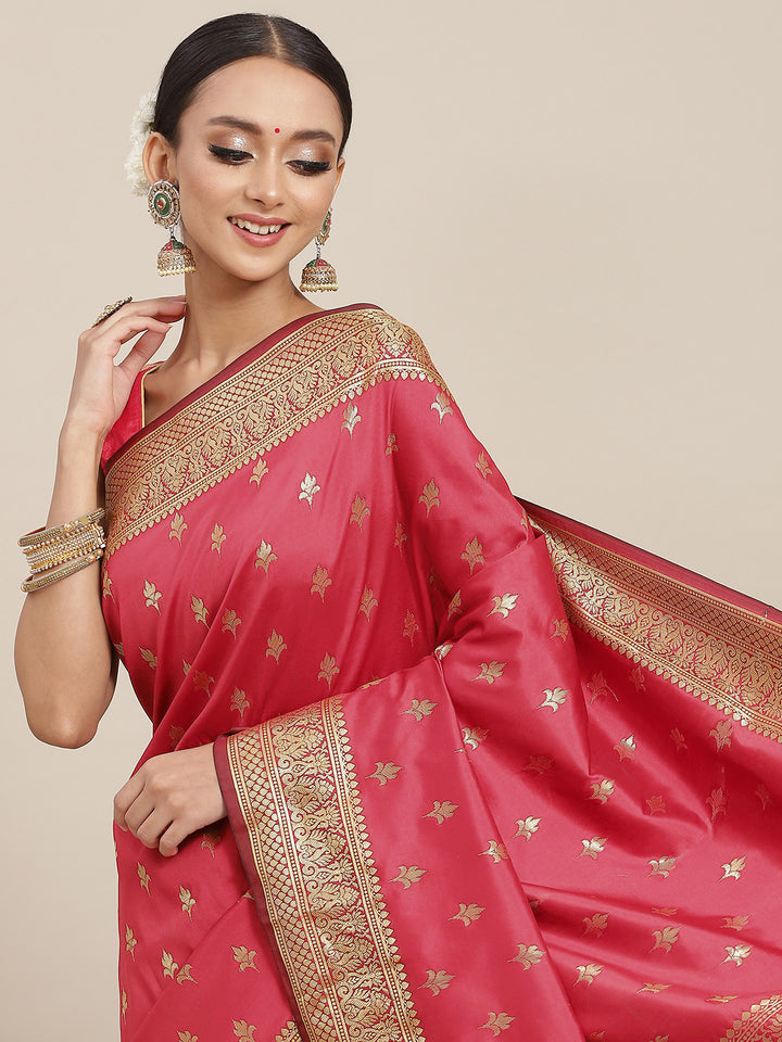 Chhabra 555 Zari Woven Mysore Silk Bridal Handloom Saree with Floral motifs