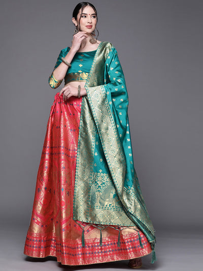 Chhabra 555 Magenta Semi Stitched Banarasi Brocade Silk Lehenga with Zari & Resham Weaving