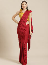 Ruffled Pre-Stitched Saree Gown with Festive Layering & Bling Sequence Embroidery Blouse