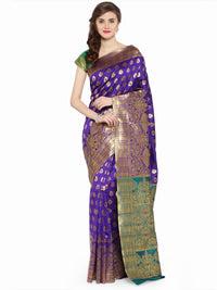 Banarasi Purple Green Silk Saree
