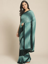 Bling Lycra Ombre Saree with Festive Layering & Sequence Embroidery Patchwork