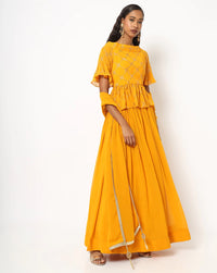 Chhabra 555 Made to Measure Bright Mukaish Work Embellished Flared Georgette Lehenga Choli Set With Solid Dupatta