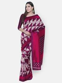 Purple Printed Art Silk Saree