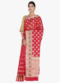 Red Woven Design Banarasi Silk Saree