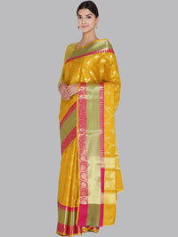 Mustard & Gold Banarasi Silk Traditional Saree.
