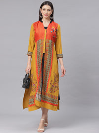 High slit Jacket style Kurta Dress with Quirky Prints, Resham Embroidery and Tassels