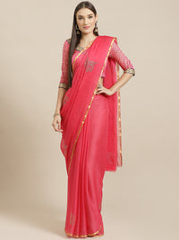 Chiffon Saree with Mukaish Embroidery In Peacock Pattern & Zari Border, Benarasi Blouse