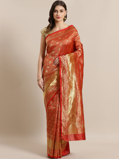 Chhabra 555 Kanjiwaram inspired French silk saree with Oxidised Zari Weaving in Mughal ethnic motifs