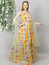 Chhabra 555 Multi Color Printed Lehenga Choli Set Embellished With Gota-Patti Work