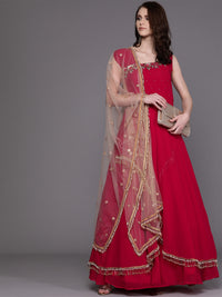 Layered Gown with Tassels and Gold Embellished Dupatta