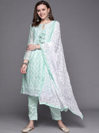 Chhabra 555 Made to Measure Chikankari Suit Set with Resham Schifli Embroidery and Chiffon Dupatta