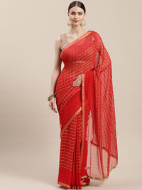 Red Gharchola Georgette Saree - UHPB8369