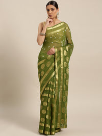 Chhabra 555 Chiffon Crystal Embellished Bandhej Saree with Gold Zari Peacock Motifs