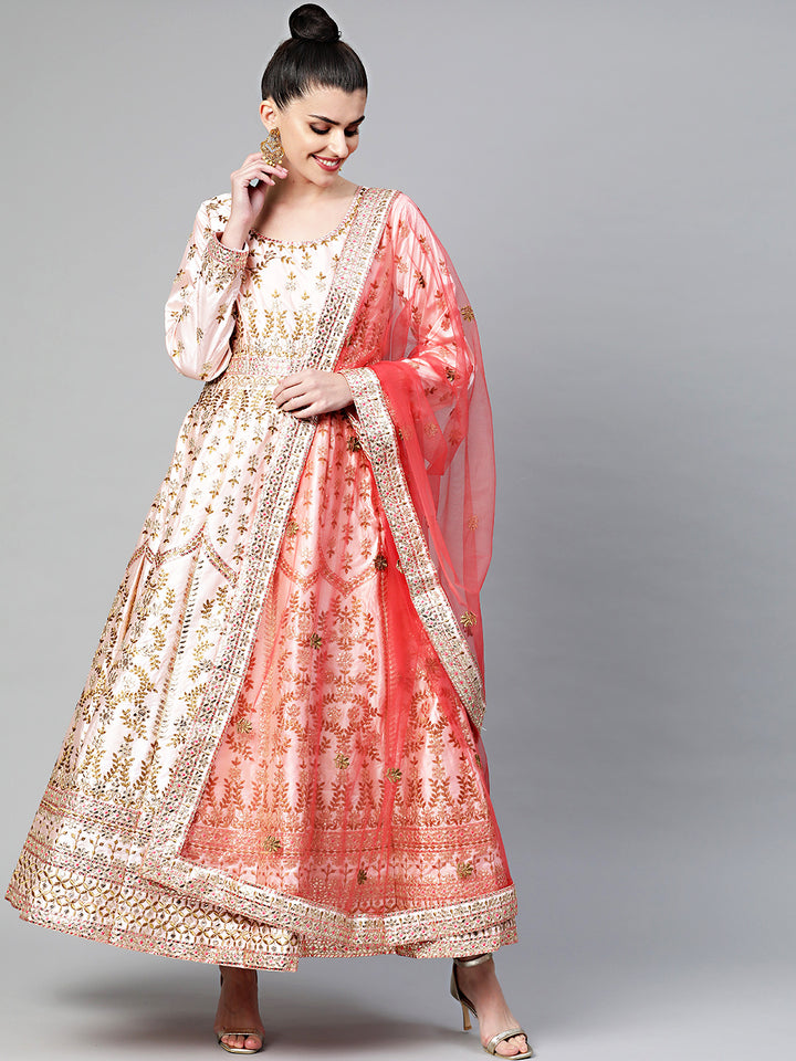 Chhabra 555 Made to Measure Mughal inspired Anarkali Kurta Set with intricate zari and Gota Patti Embroidery