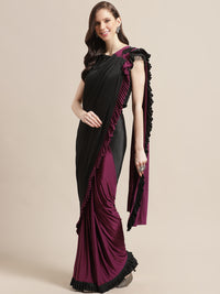 Ruffled Pre-stitched Saree with Festive Layering & Bling Embroidery Off Shoulder Blouse
