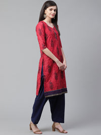 Cotton Stitched Suit Dupatta with Block Printing and Mirror Embellishments /Borders