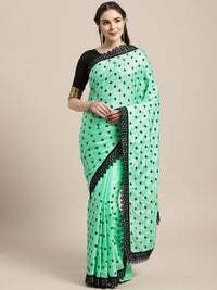 Textured Silk Saree with Resham Embroidery and Chantilly Lace Border