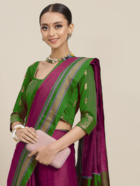 Chhabra 555 Purple Resham Woven Banarasi Brocade Saree with Contrast Border