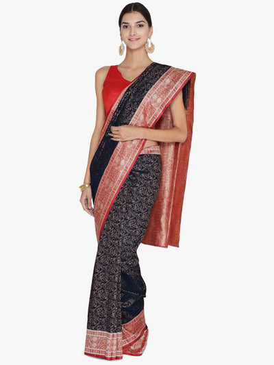 Chhabra 555 Black & Red Woven Design Banarasi Silk Saree