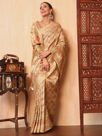 Chhabra 555 Khinkhwab Banarasi Brocade Handwoven Traditional Saree with Kashmiri Peacock Pattern