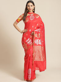 Banarasi Heritage Jute Silk Saree with Striking Gold and Silver Floral Woven Motifs