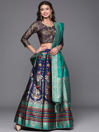 Semi Stitched Banarasi Brocade Silk Lehenga Choli with Zari & Resham Weaving, Tassels