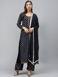 Made to Measure Kurta Pallazo Set with Silver Geometrical Gotta Patti Embroidery