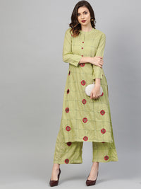 Chhabra 555 Made to Measure Resham Embroidered Kurta Pallazo Set With Sequin embellishments and Stylized buttons