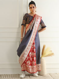 Chhabra 555 Traditional Banarasi Silk Kanjeewaram saree with Patli Half-and-Half Pattern