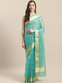 Chhabra 555 Chanderi Silk Kota saree with intricate Zari weaving in a striped pattern