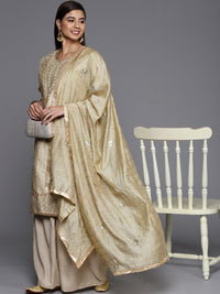 Chhabra 555 Unstitched Cotton Resham & Sequence Embroidered Suit Set With Embellished Dupatta