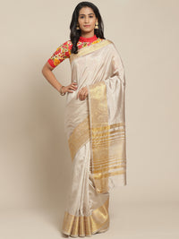 Pastel Handloom Raw Silk Saree with Intricate Zari Woven Border