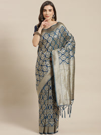 Chhabra 555 Indigo Blue Traditional Banarasi saree with Gold and Silver Zari Mughal motifs

Color: Blue

Type: Banarasi Sarees

Pattern: Woven Design

Pattern Type: Ethnic Motifs

Ornamentation: Zari

Border: Woven Design

Fabric: Silk Blend

Saree length: 5.30 mtr., Width: 1.10 mtr, Blouse length: 0.80 mtr
Dry Clean Only

The CAD image gives a detailed look of the actual blouse piece that comes with this saree. The blouse used by the model in the pictures is only for styling purpose.