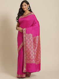 Chhabra 555 Magenta Resham & Thread Woven Banarasi Silk Saree