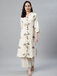 Made to Measure Fusion Kurta Set with Khadi Block Print & Gotta Patti Wooden Tassels