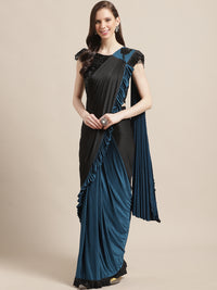 Ruffled Pre-stitched Saree with Festive Layering & Bling Embroidery Off Shoulder Blouse