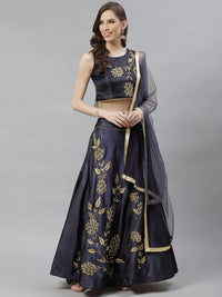 Chhabra 555 Made To Measure Embellished Lehenga Set with Floral Gold Zari Embroidery and Tassels