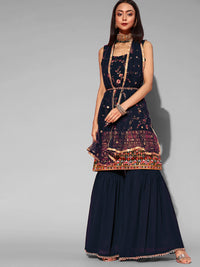 Chhabra 555 Made-to-Measure Multi Thread & Mirror Embroidery Sharara Suit Set & Sequence Dupatta